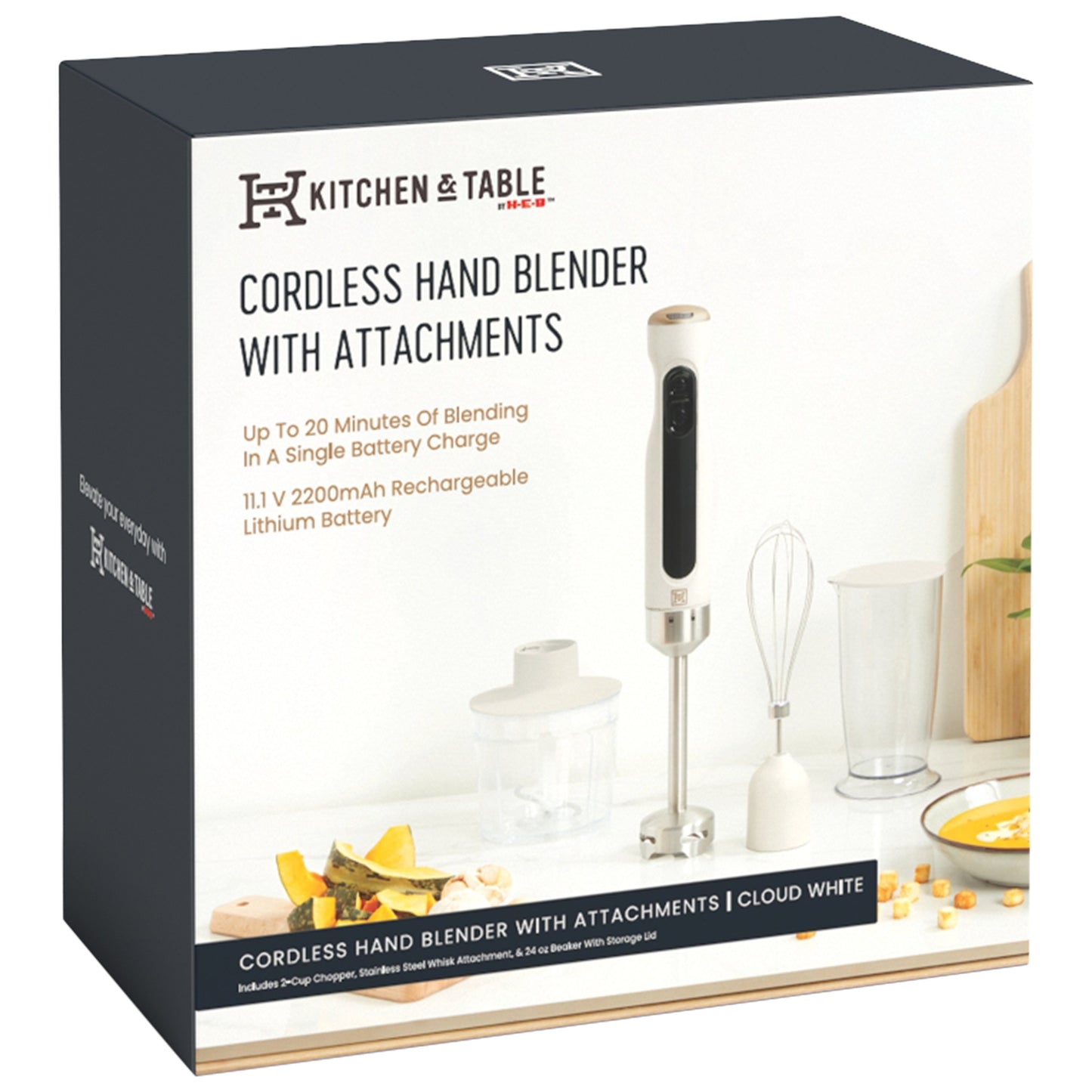 Kitchen & Table by H-E-B Cordless Hand Blender with Attachments – Cloud White