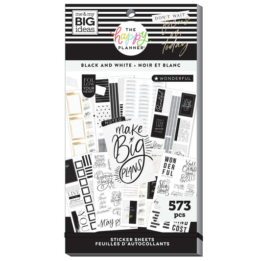The Happy Planner Me & My Big Ideas Black and White Value Pack Stickers