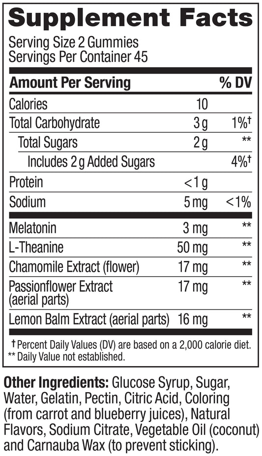 OLLY Sleep Gummy Supplement, 3mg Melatonin, L-Theanine, Chamomile, Blackberry Zen Flavor, 90 Ct