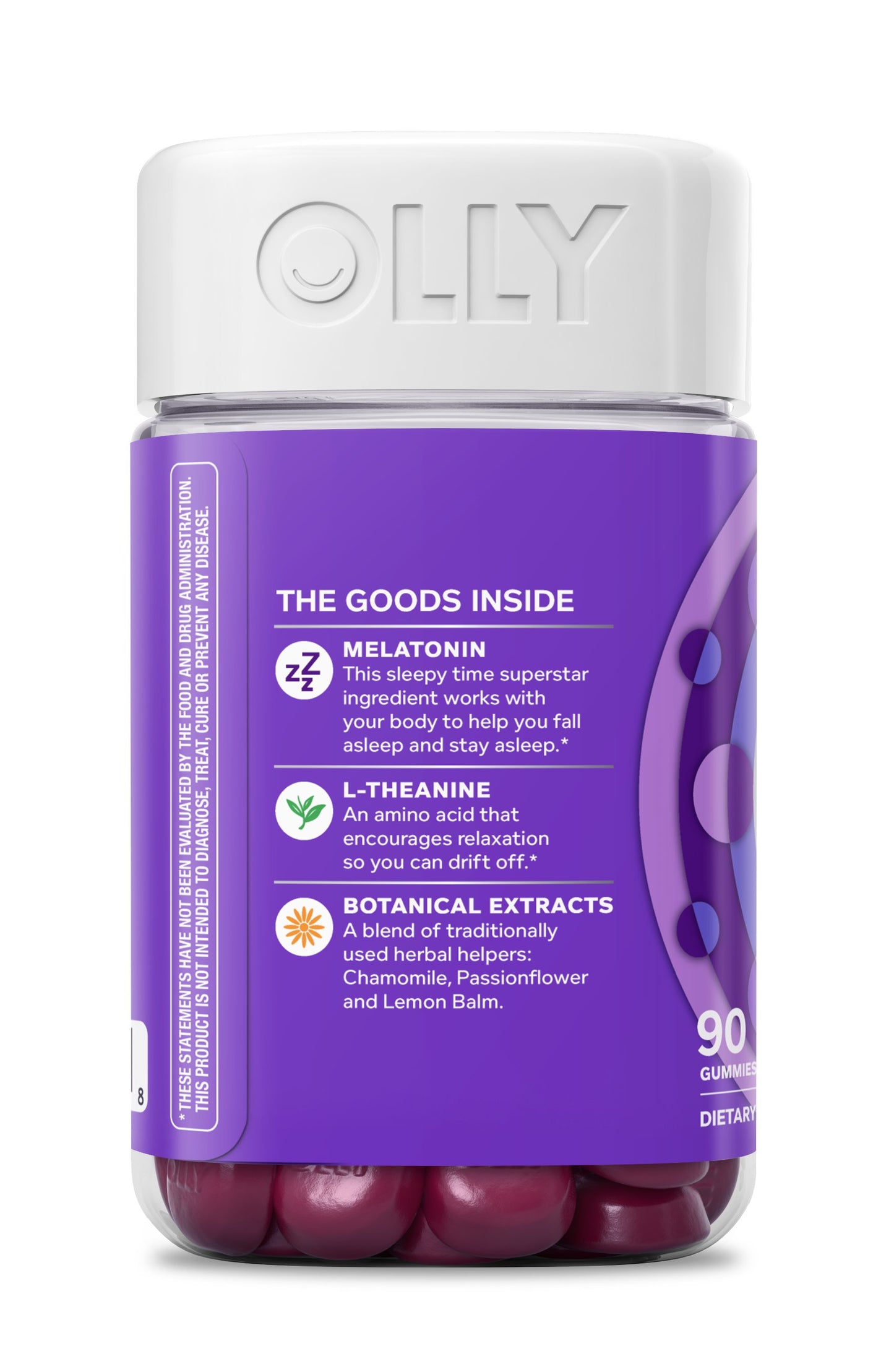 OLLY Sleep Gummy Supplement, 3mg Melatonin, L-Theanine, Chamomile, Blackberry Zen Flavor, 90 Ct