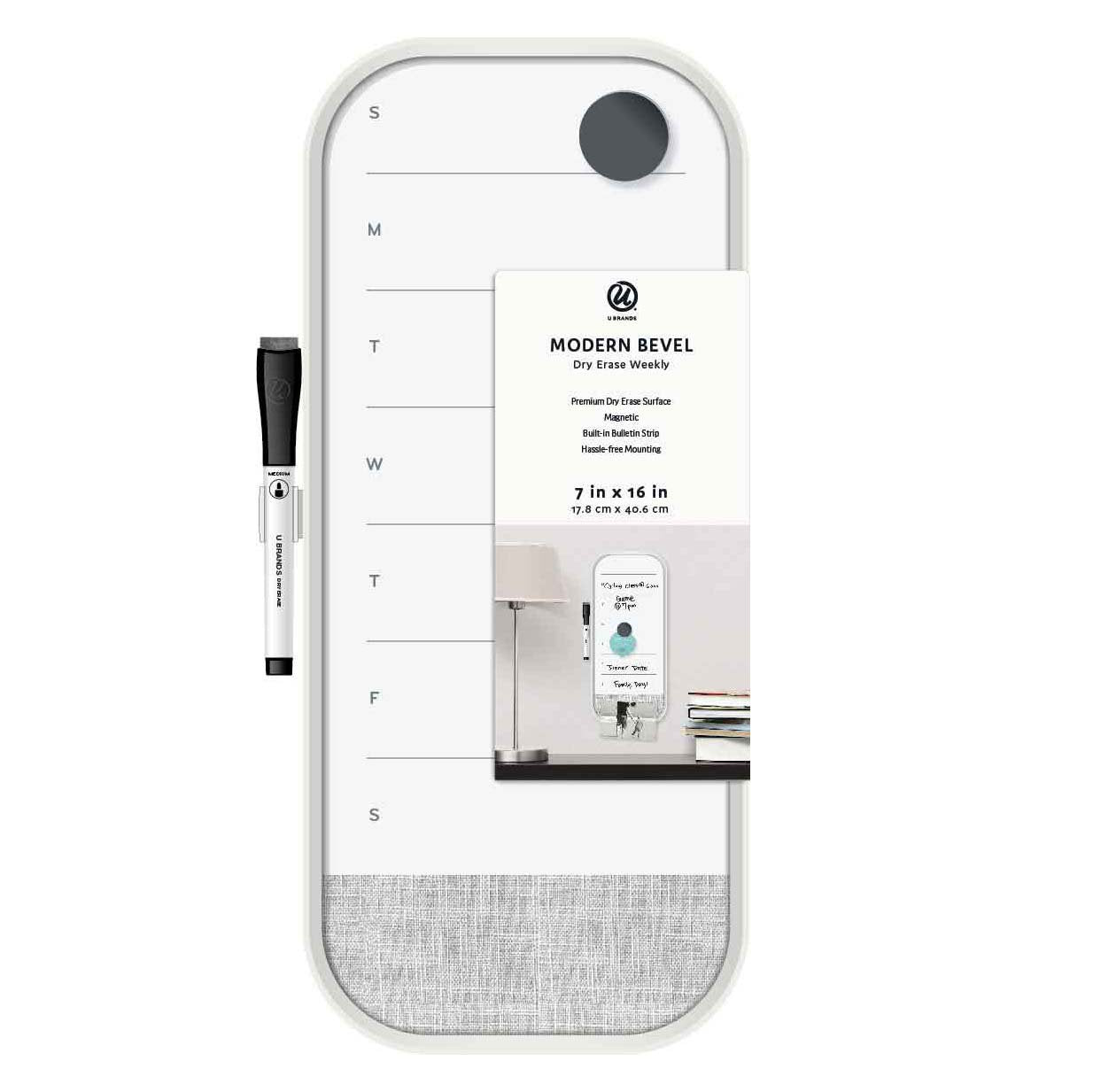 U Brands Modern Bevel Dry Erase Weekly Board