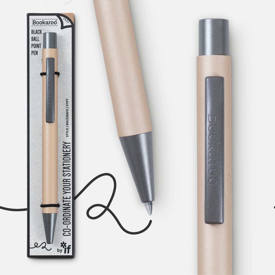 Bookaroo Gold Retractable Ball Point Pen - Black Ink