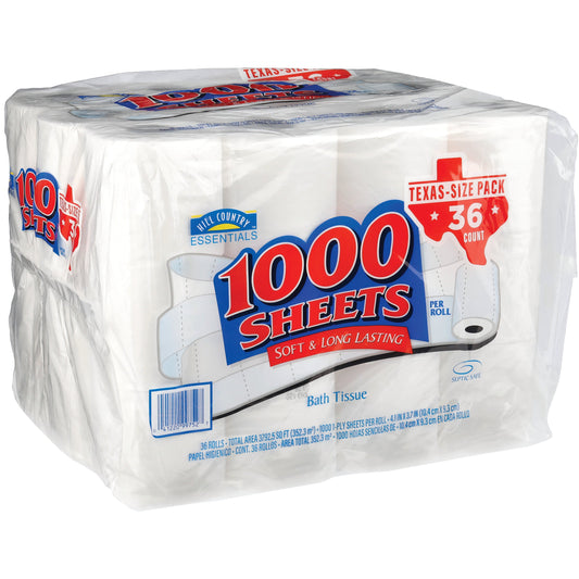 Hill Country Essentials 1000 Sheets Soft Toilet Paper - Texas-Size Pack