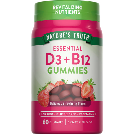 Nature's Truth D3 + B12 Gummies - Strawberry Flavor