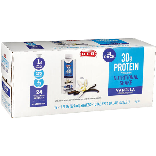 H-E-B 30g Protein Nutritional Shakes 12 pk Bottles - Vanilla
