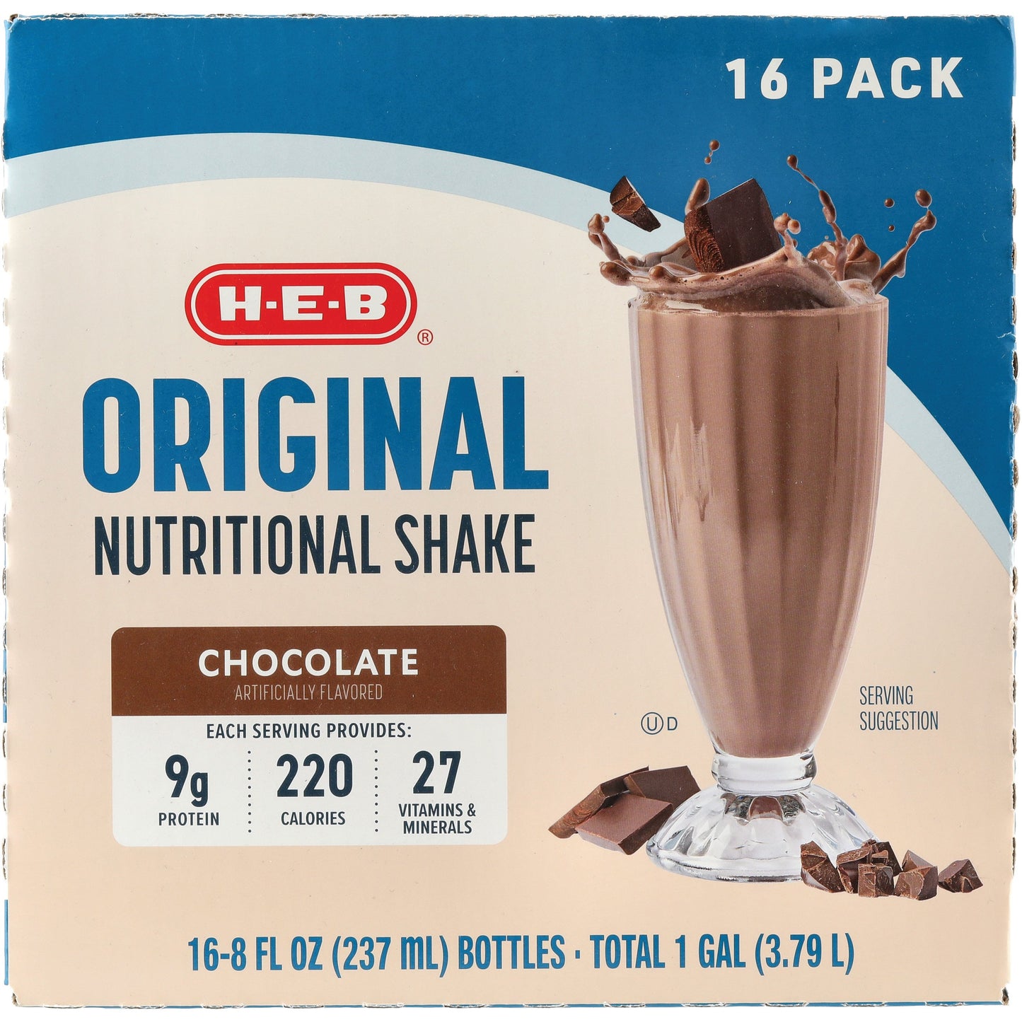 H-E-B Original 9g Protein Nutritional Shakes 16 pk Bottles - Chocolate