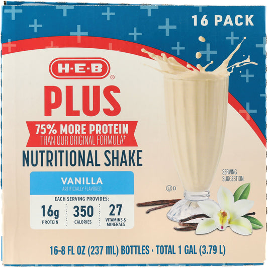 H-E-B Plus Protein Nutritional Shakes 16 pk Bottles - Vanilla