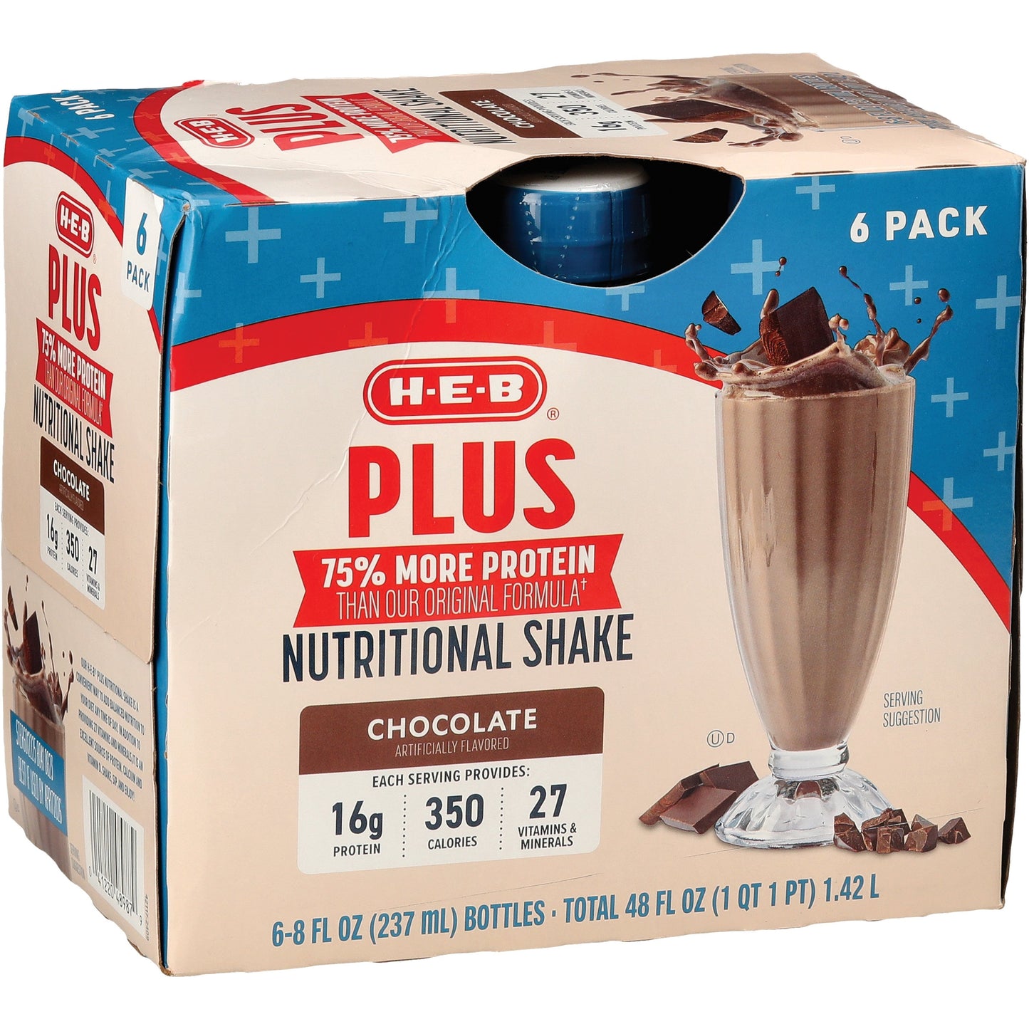 H-E-B Plus Protein Nutritional Shakes 6 pk Bottles - Chocolate