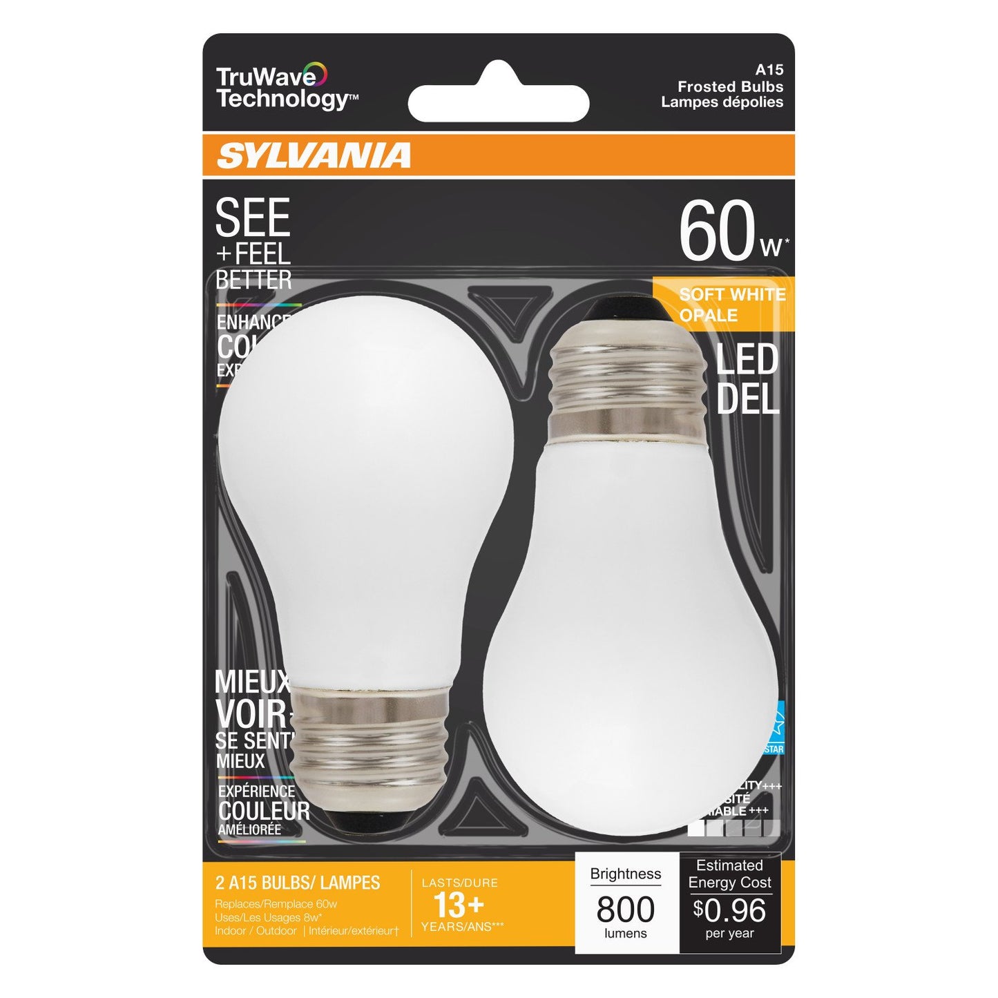 Sylvania TruWave A15 60-Watt Frosted LED Light Bulbs - Soft White