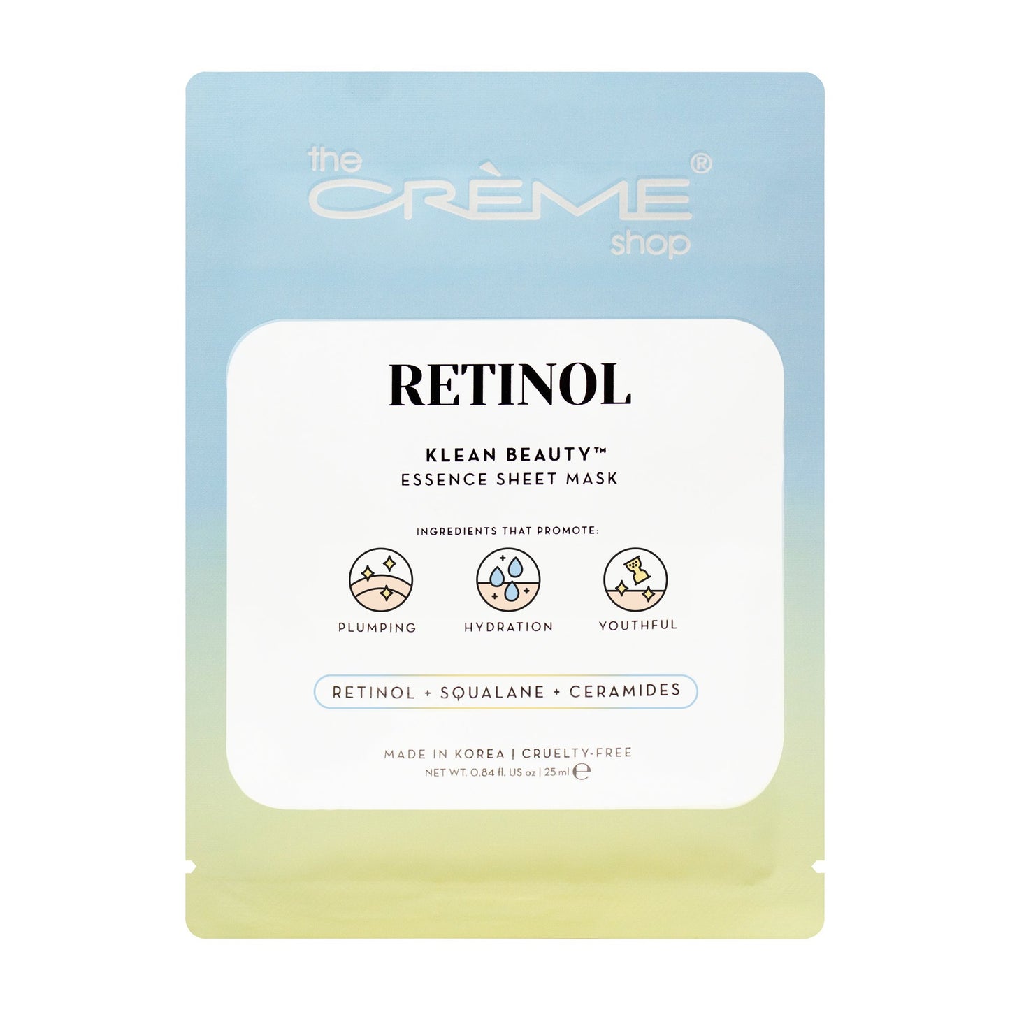 The Crème Shop Retinol Klean Beauty Essence Sheet Face Mask