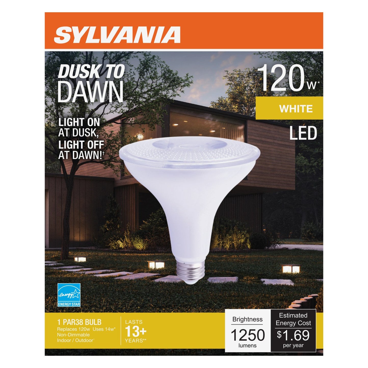 Sylvania Dusk To Dawn PAR38 120-Watt LED Flood Light Bulb - White