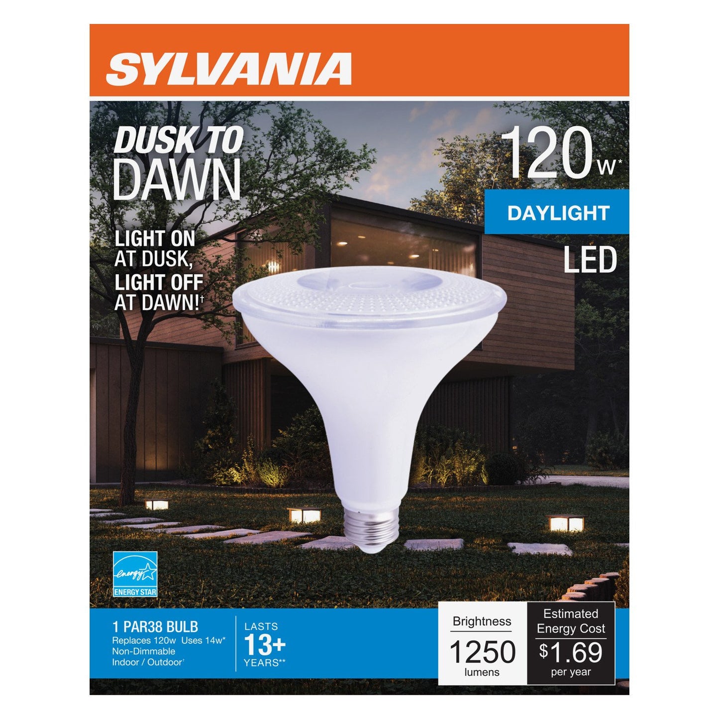 Sylvania Dusk To Dawn PAR38 120-Watt LED Flood Light Bulb - Daylight