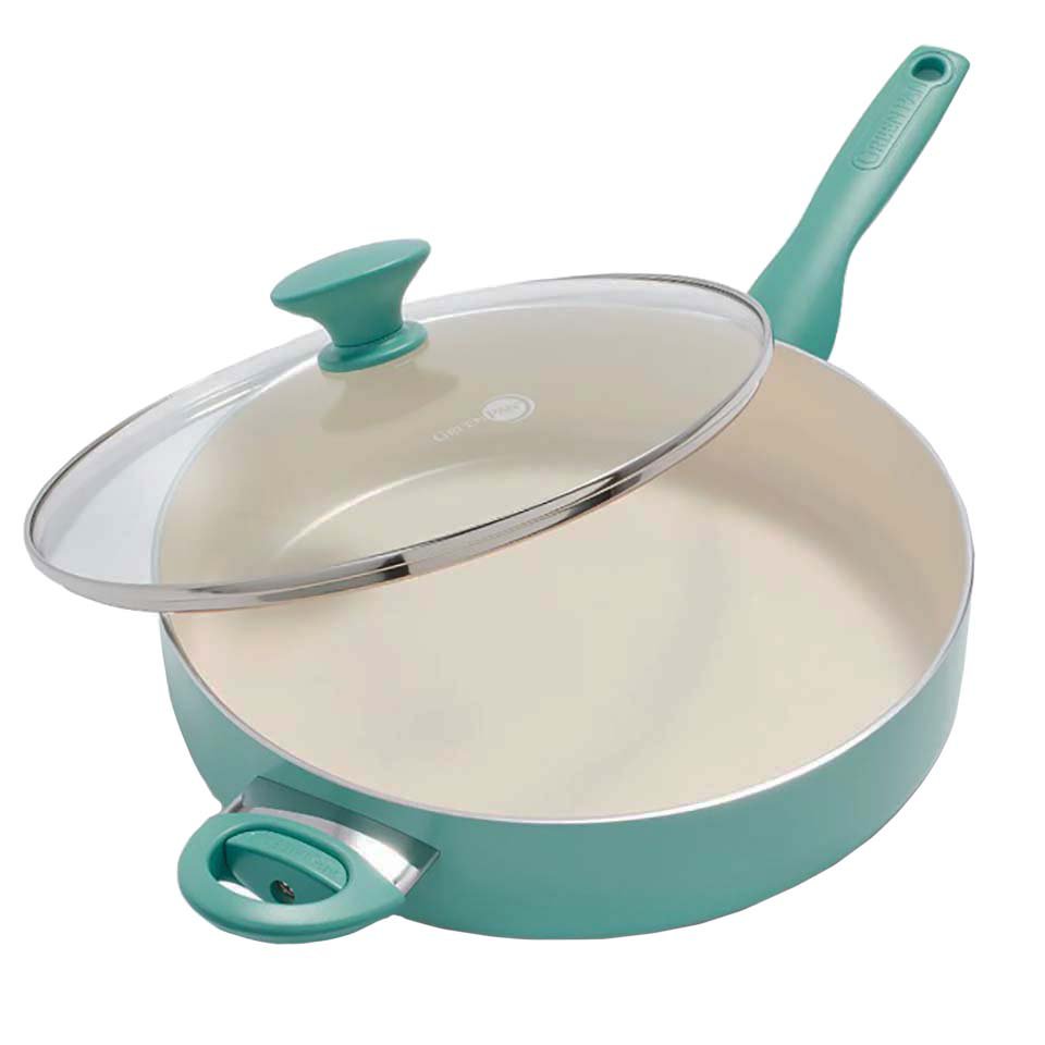 GreenPan Rio Collection Ceramic Nonstick Saute Pan with Lid - Turquoise
