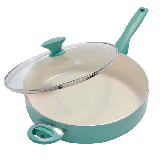 GreenPan Rio Collection Ceramic Nonstick Saute Pan with Lid - Turquoise