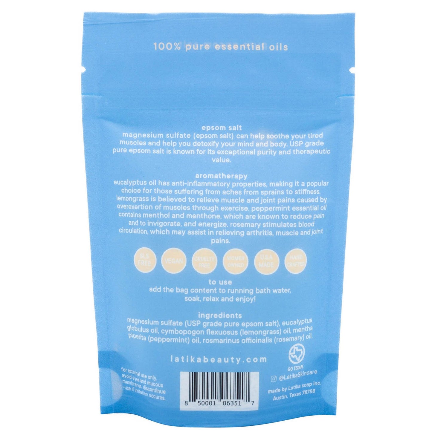Latika Body Essentials Muscle Salt Bath Soak with Pure Essential Oils