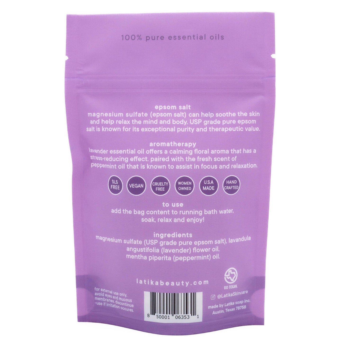 Latika Body Essentials Calm Salt Bath Soak Made With Pure Essential Oils