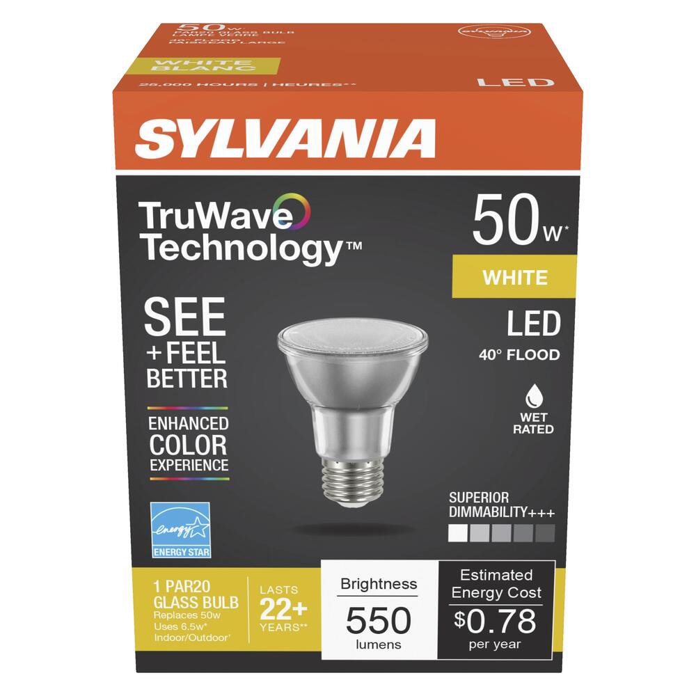 Sylvania TruWave 50-Watt PAR20 LED Flood Light Bulb - White