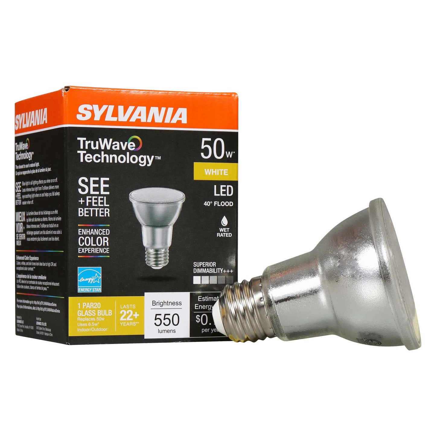 Sylvania TruWave 50-Watt PAR20 LED Flood Light Bulb - White