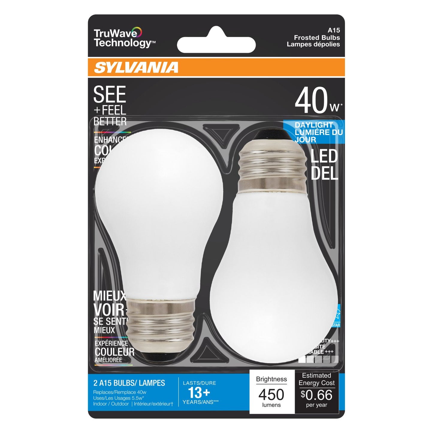 Sylvania TruWave A15 40-Watt Frosted LED Light Bulbs - Daylight