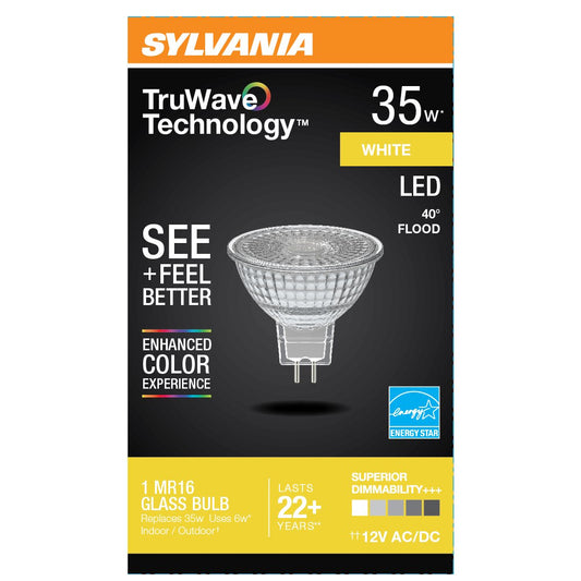 Sylvania TruWave MR16 35-Watt LED Glass Flood Light Bulb - White
