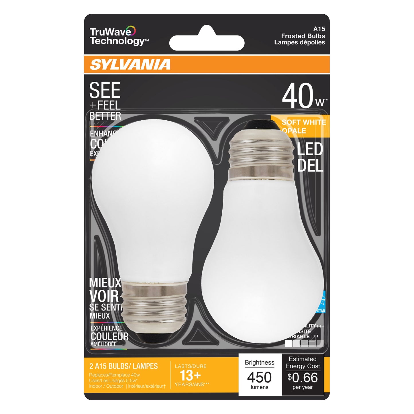 Sylvania TruWave A15 40-Watt Frosted LED Light Bulbs - Soft White
