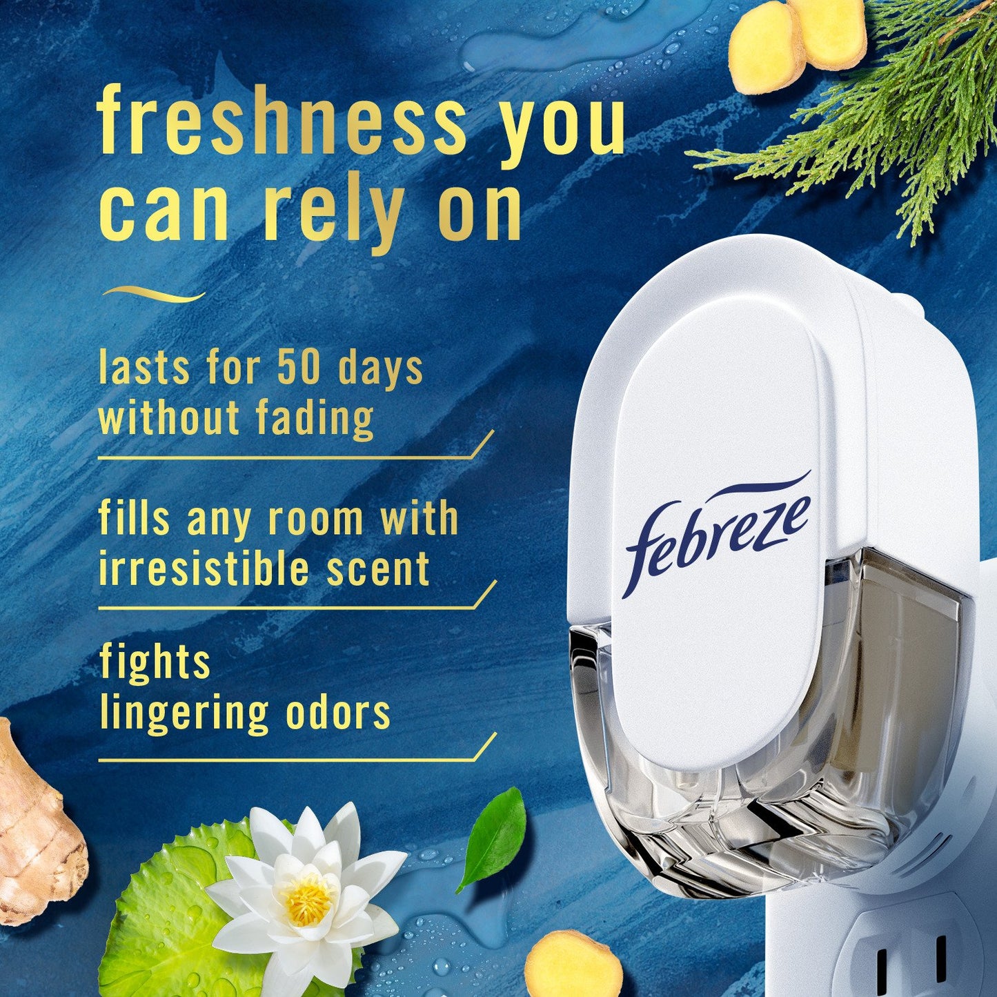 Febreze Luxe Plug In Air Freshener Odor-Fighting Scented Oil Refill - Ocean