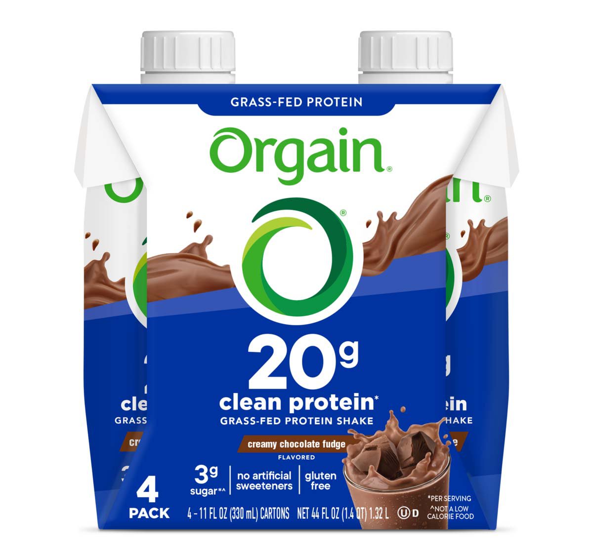 Orgain Clean 20g Protein Shakes 4 pk Cartons - Chocolate Fudge