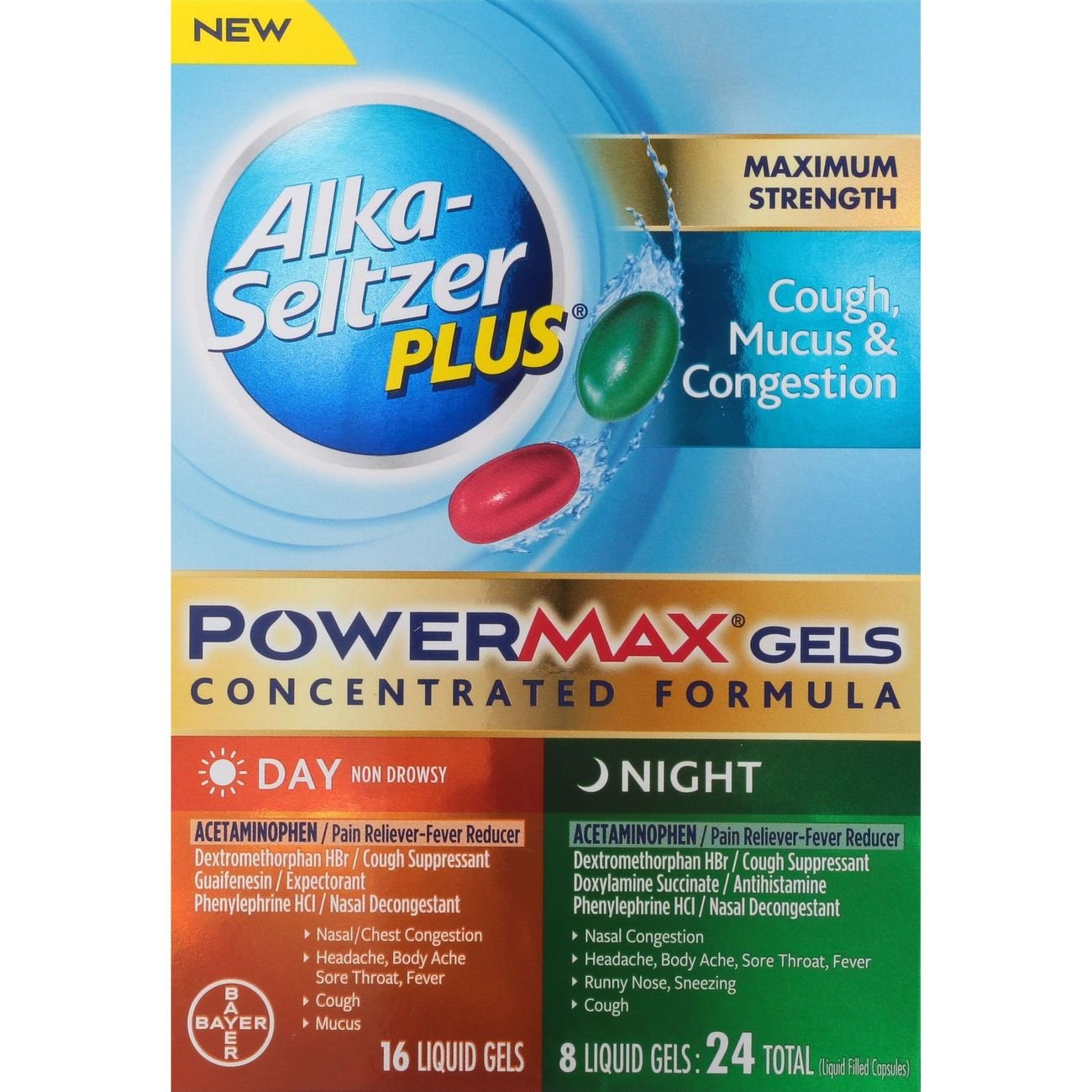 Alka-Seltzer Plus Max Strength Cough, Mucus & Congestion Relief Concentrated PowerMax Gels
