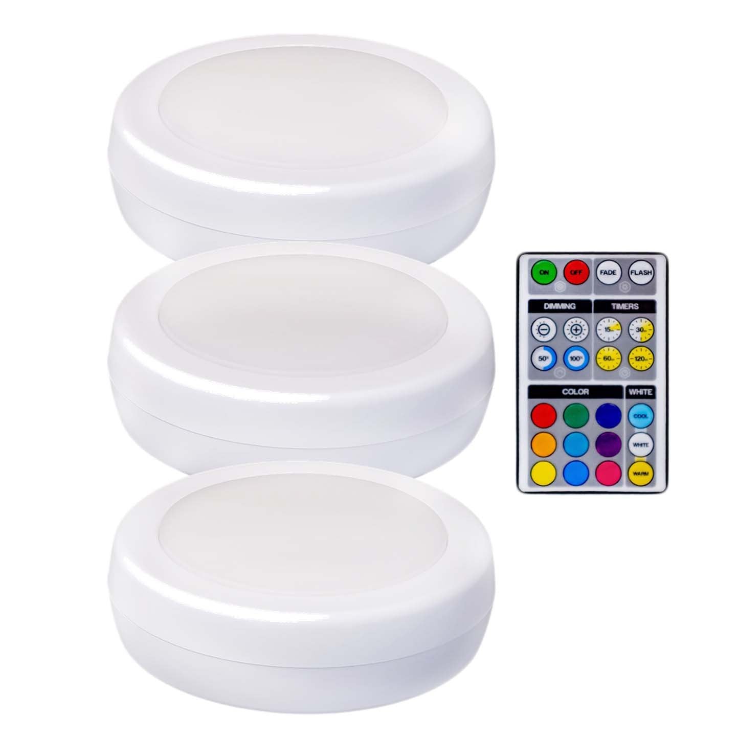 Amertac Color-Changing Adjustable Puck Lights  - White