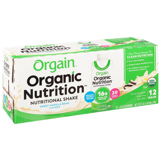Orgain Organic 16g Protein Nutritional Shakes 12 pk Bottles - Sweet Vanilla Bean