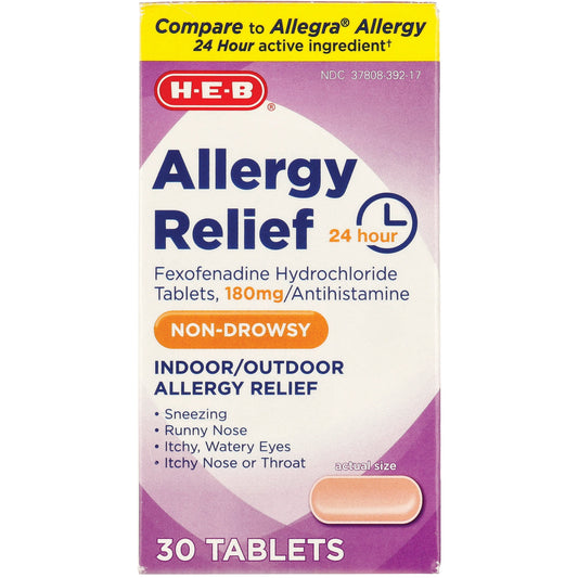 H-E-B Allergy Relief Fexofenadine 24 Hour Tablets - 180 mg