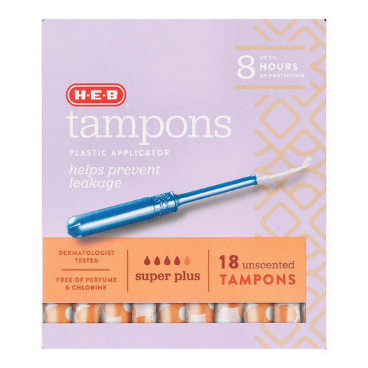H-E-B Plastic Applicator Unscented Tampons – Super Plus Absorbency