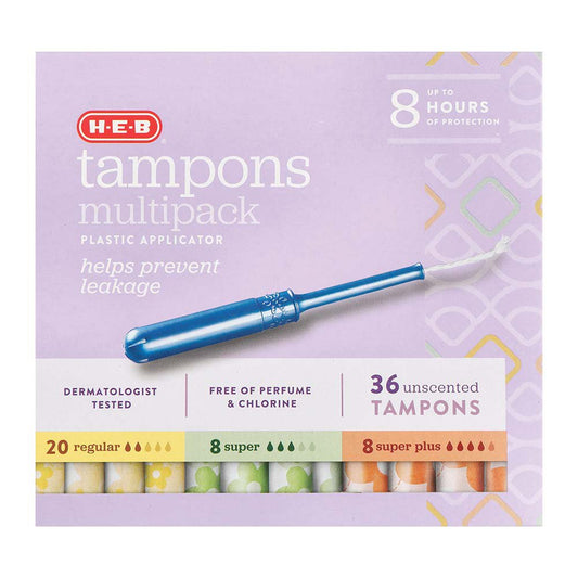 H-E-B Plastic Applicator Unscented Tampons – Absorbency Multipack