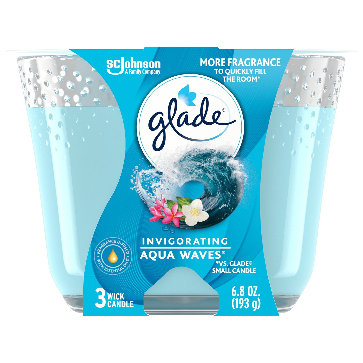 Glade Invigorating Aqua Waves 3 Wick Candle