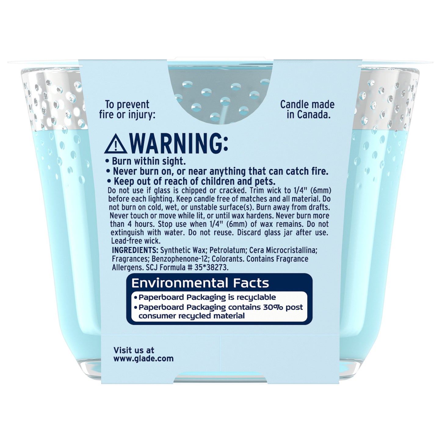 Glade Invigorating Aqua Waves 3 Wick Candle