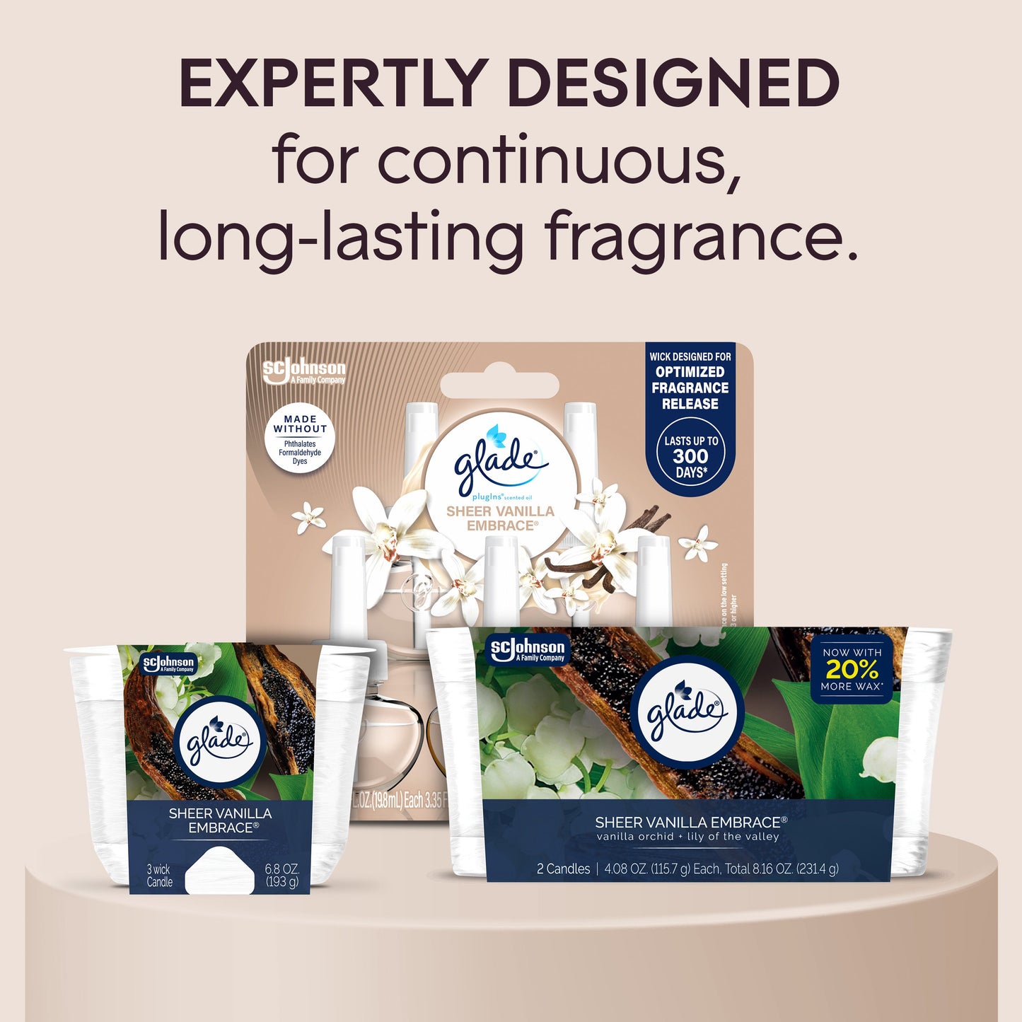 Glade Sheer Vanilla Embrace 3 Wick Candle