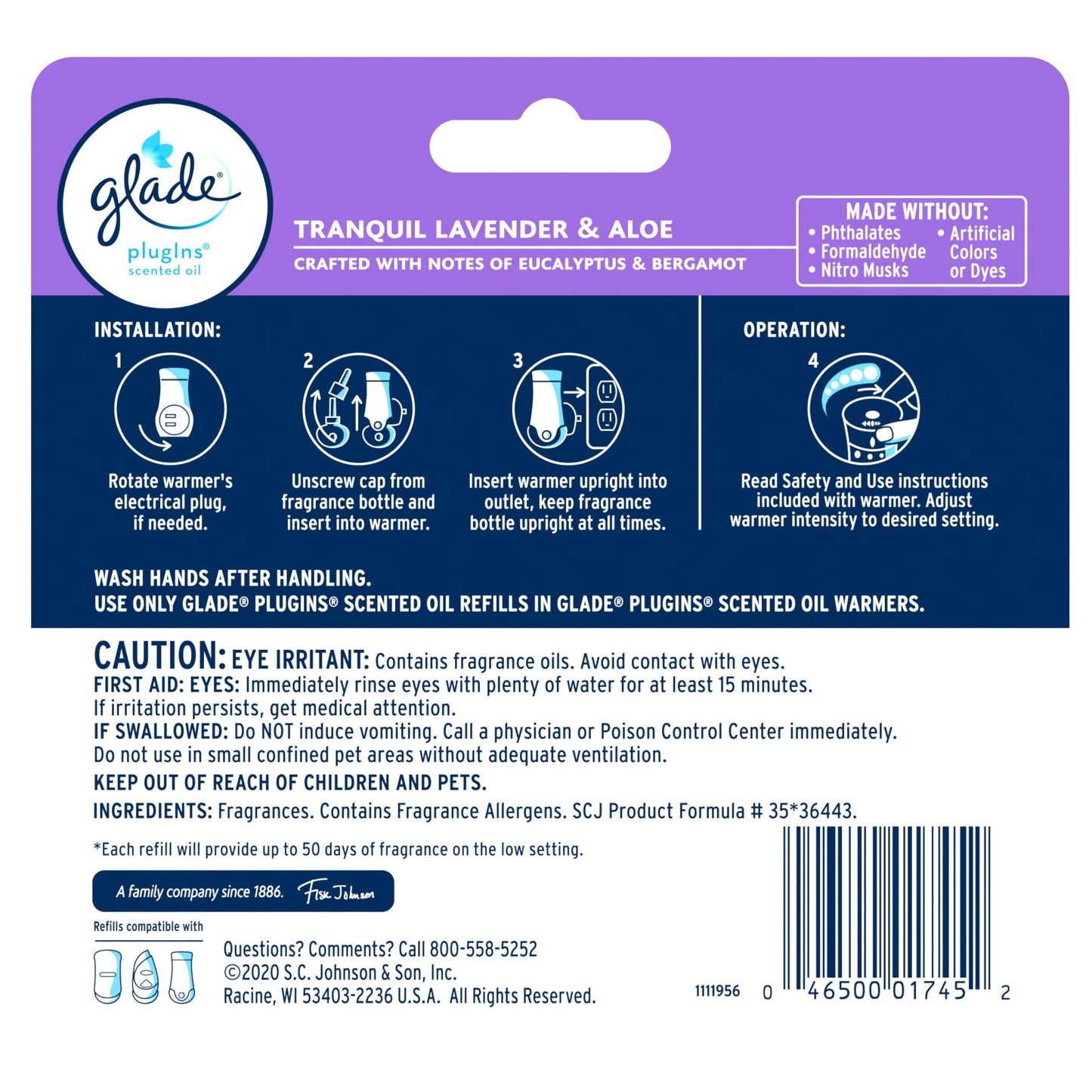 Glade PlugIns Scented Oil Air Freshener Refills - Tranquil Lavender & Aloe