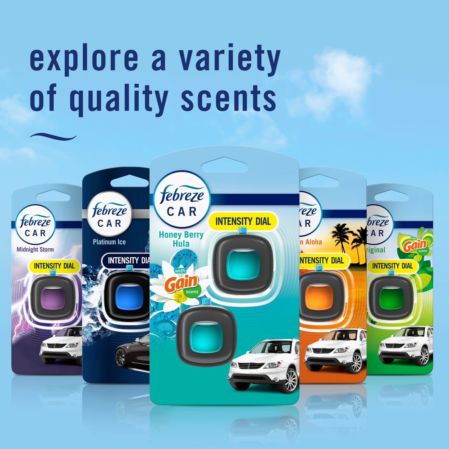 Febreze Car Gain Honey Berry Hula Air Freshener Vent Clips