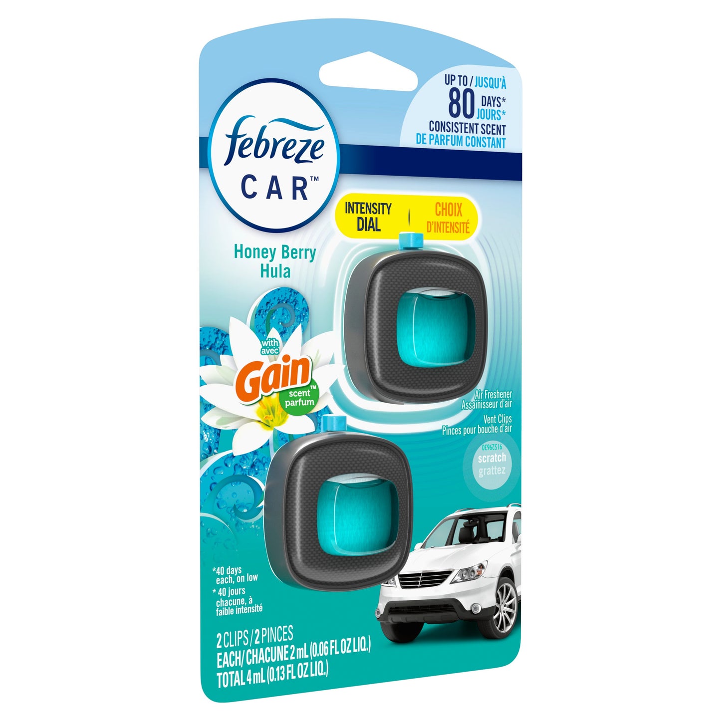 Febreze Car Gain Honey Berry Hula Air Freshener Vent Clips