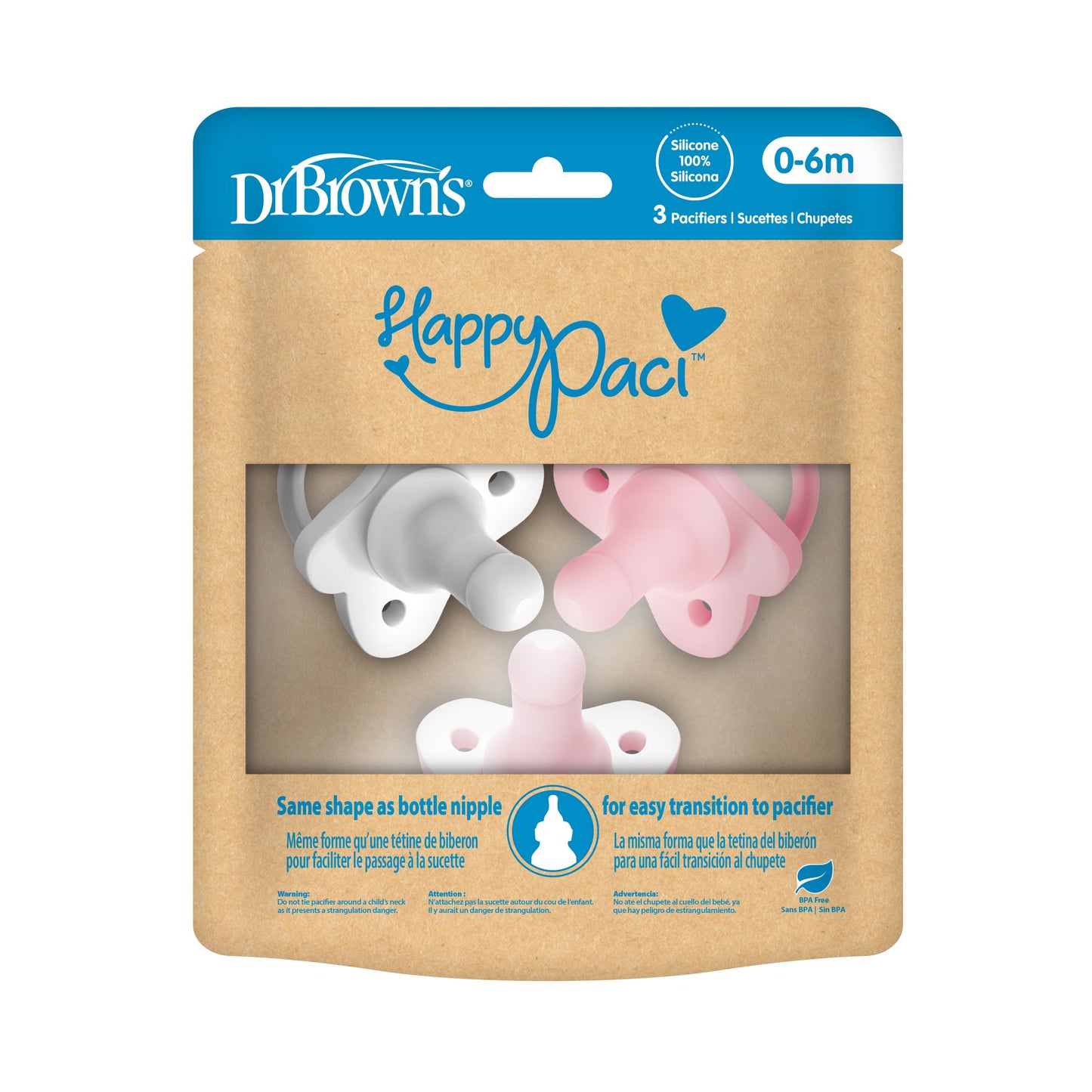 Dr. Brown's Happypaci Pacifiers (0-6 Months) - Pink