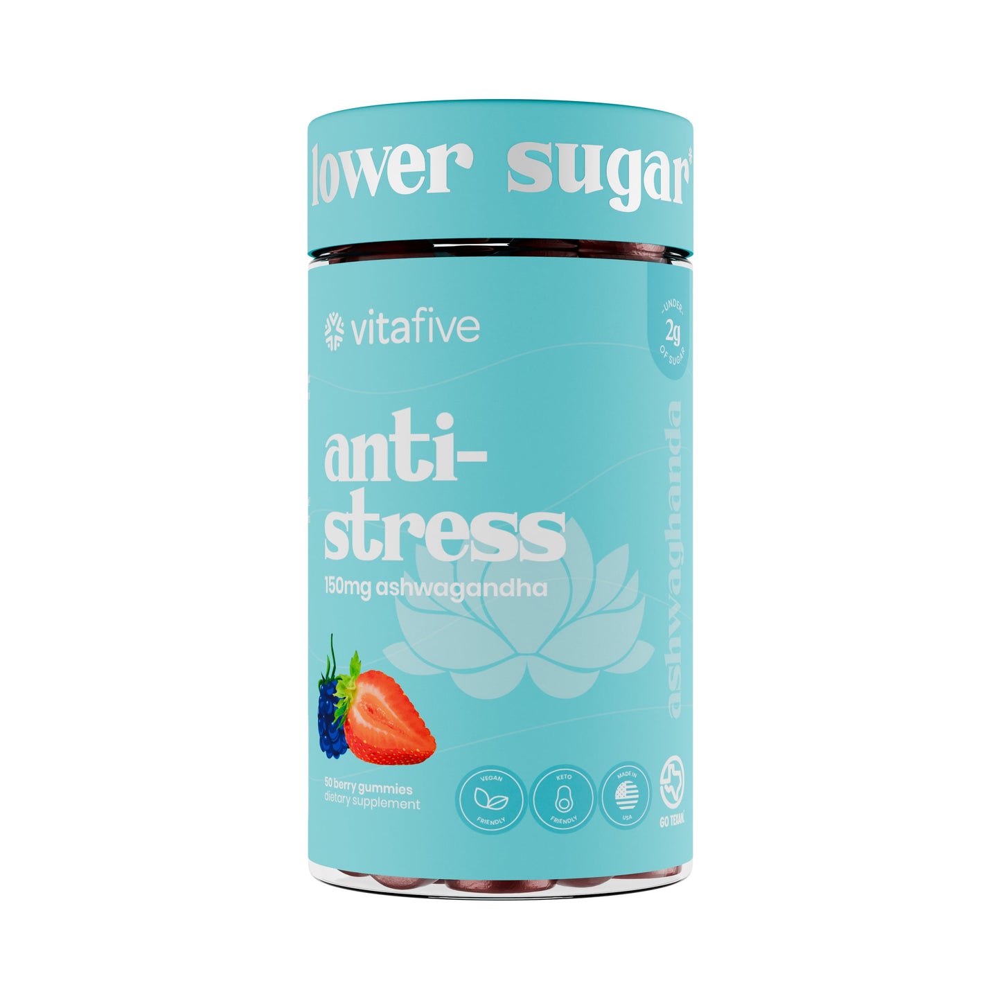 Vitafive Anti-Stress Ashwagandha 150mg Gummies - Berry