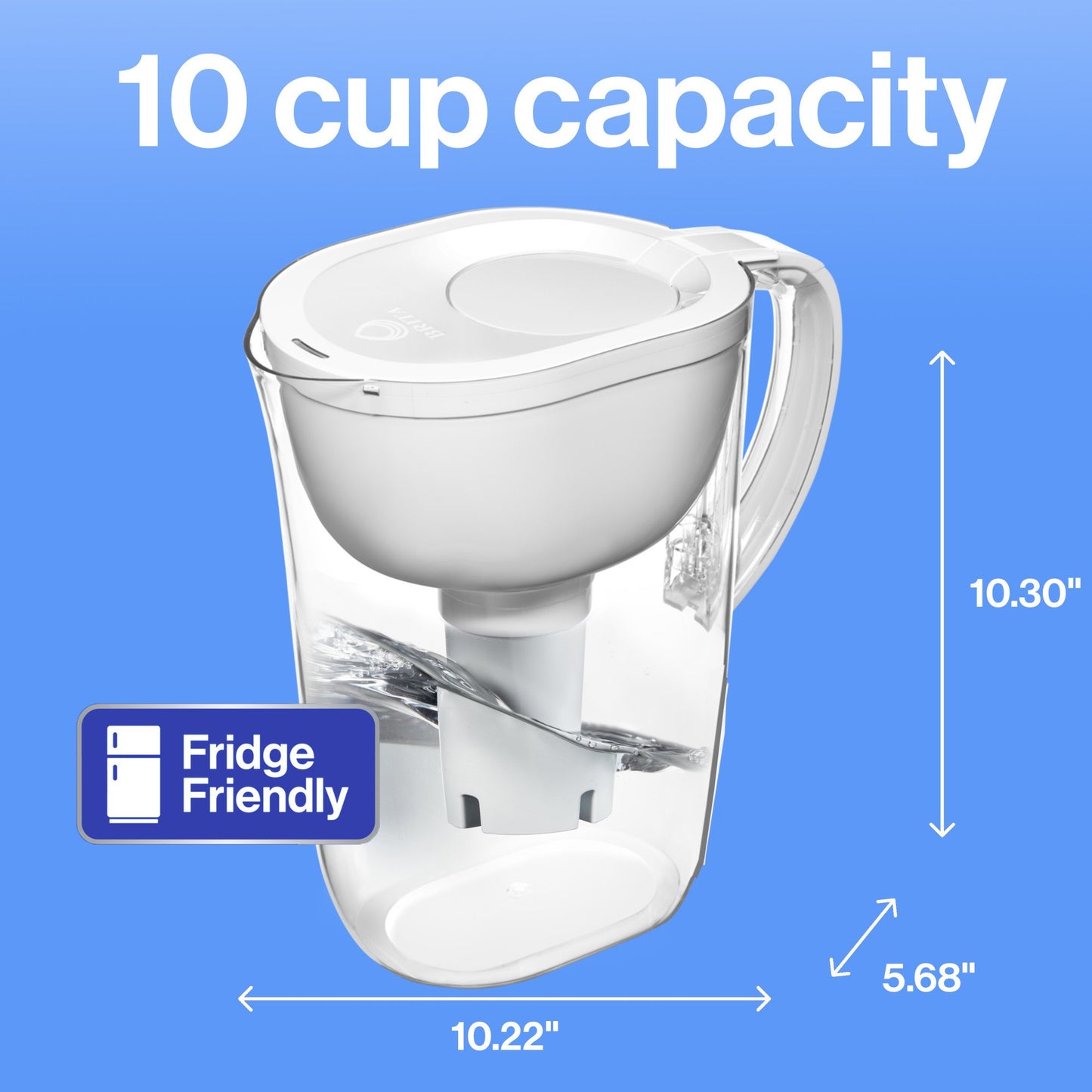 Brita Tahoe Large Water Filter Water Pitcher, 10-Cup
