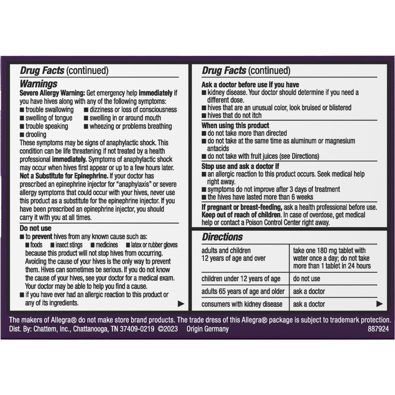 Allegra Hives 24 Hr Non-Drowsy Antihistamine