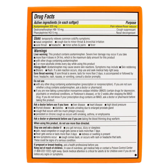 H-E-B Daytime Acetaminophen Cold & Flu Softgels