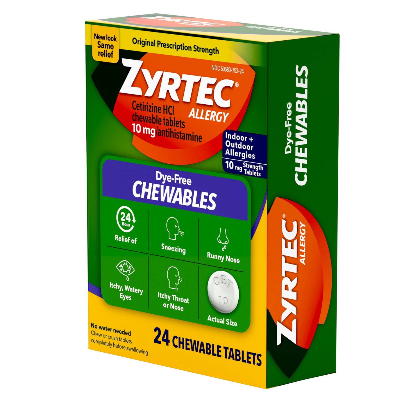Zyrtec 24 Hour Allergy Relief Chewables, Cetirizine HCl