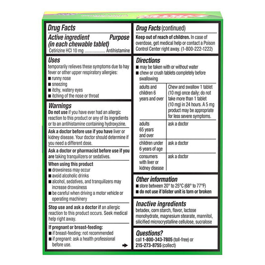 Children's Zyrtec 24-hr Allergy Chewable Tablets - Grape