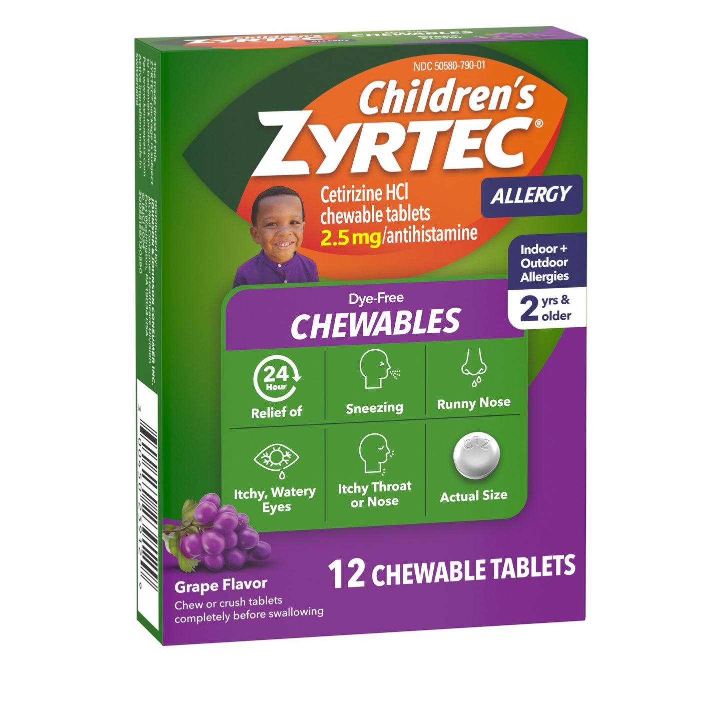 Children's Zyrtec 24 Hour Children's 2.5 mg Allergy Chewables, Grape