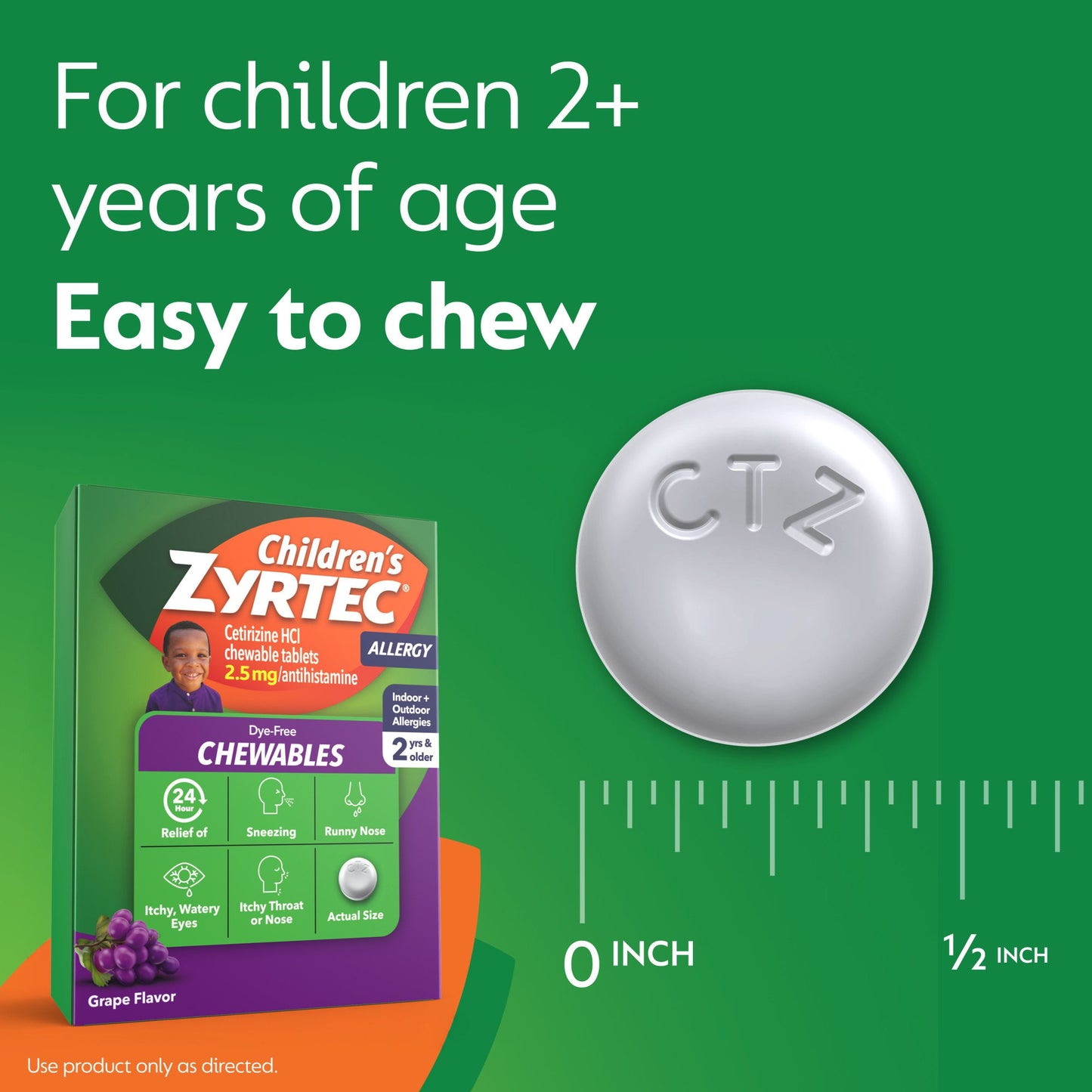 Children's Zyrtec 24 Hour Children's 2.5 mg Allergy Chewables, Grape