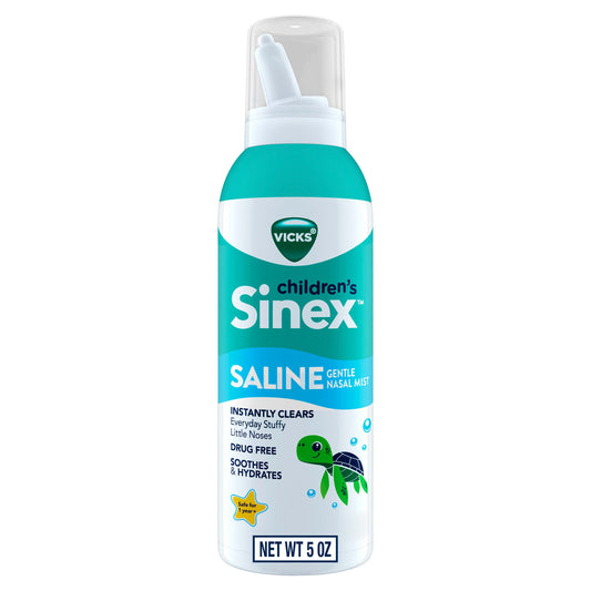 Vicks Sinex, Children's Saline Nasal Spray, Ultra Fine Mist with Hint of Aloe, Fast Everyday Stuffy Nose Relief