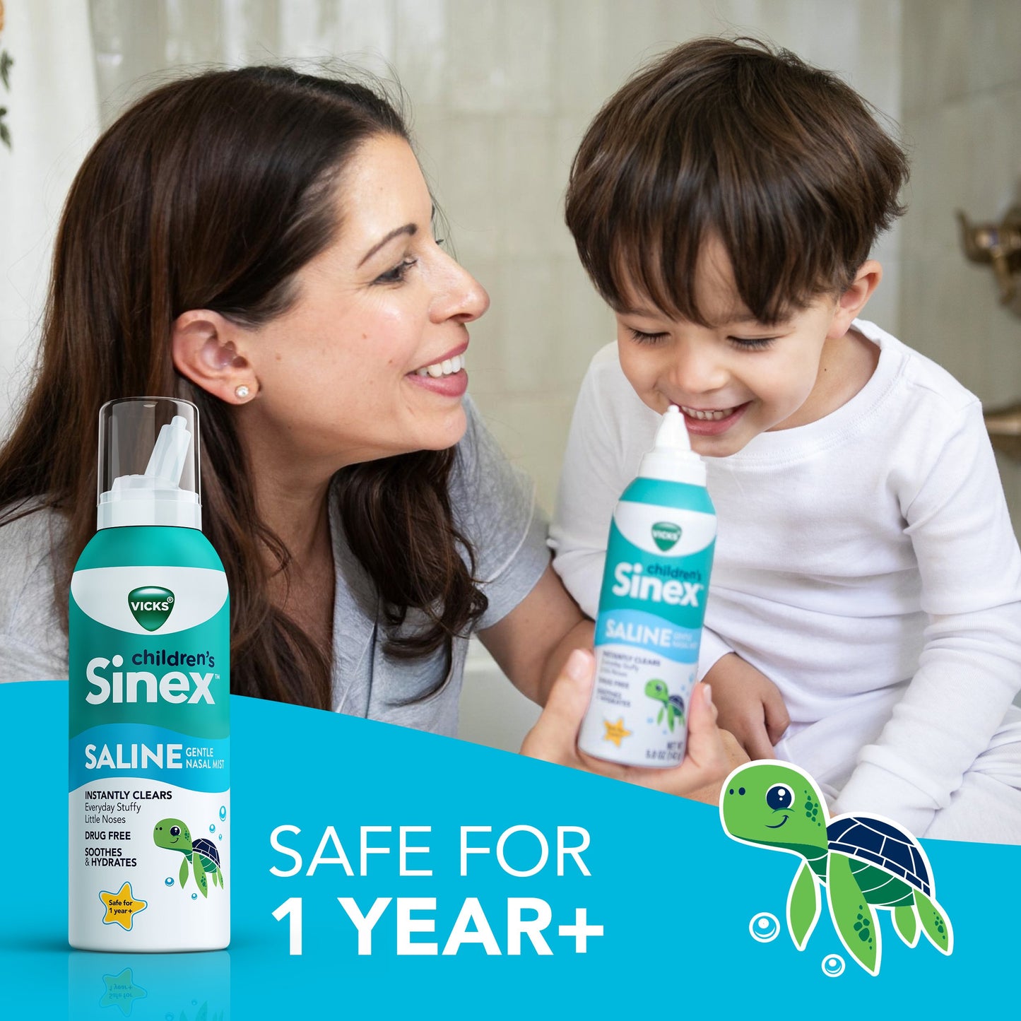 Vicks Sinex, Children's Saline Nasal Spray, Ultra Fine Mist with Hint of Aloe, Fast Everyday Stuffy Nose Relief